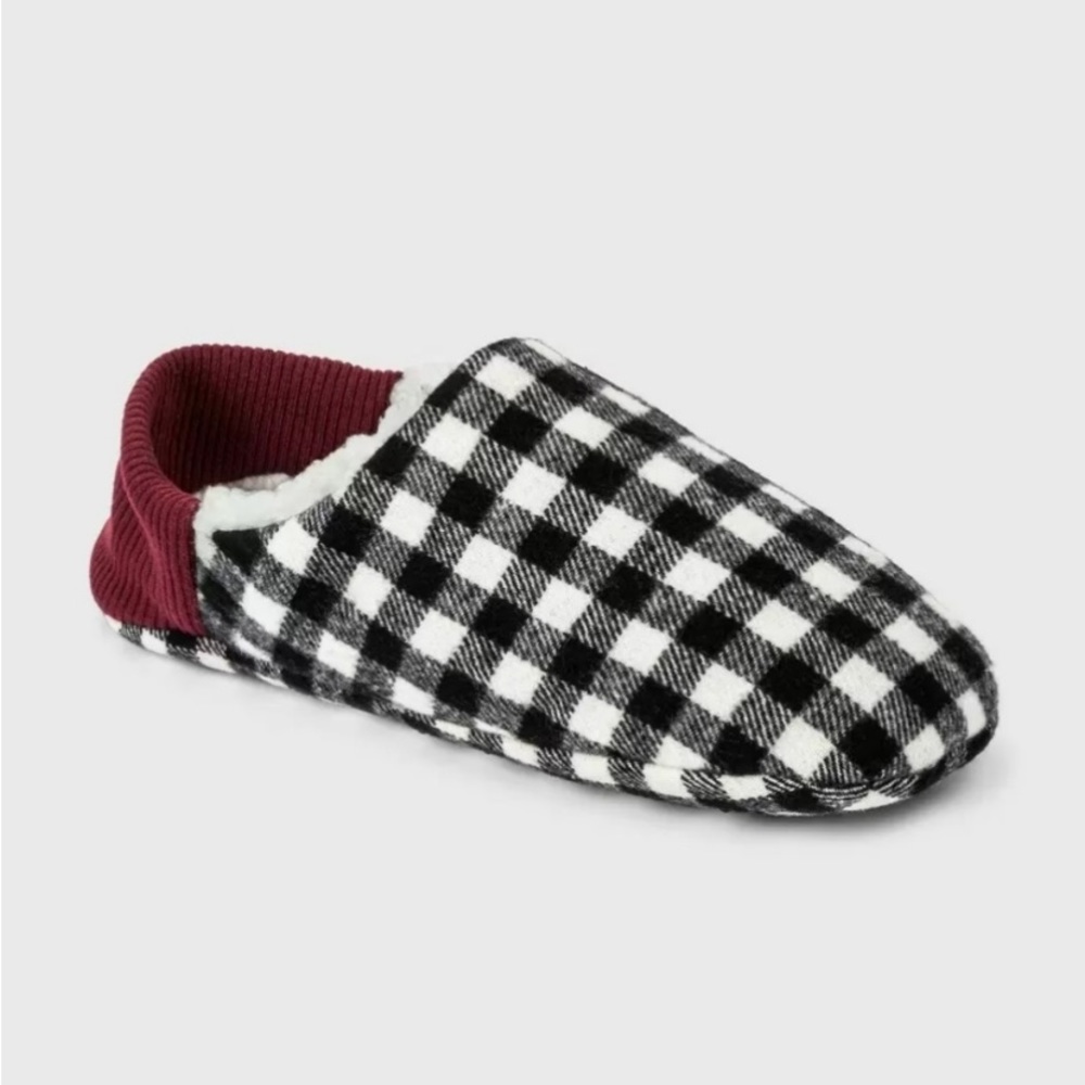 New! Wondershop Buffalo Check Sherpa Lined Pull-On Slippers with Grippers